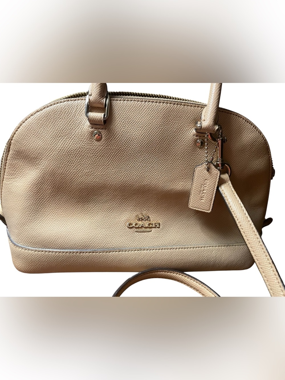 Coach Beige Sierra Satchel in crossgrain leather. Like new! - Picture 2 of 6